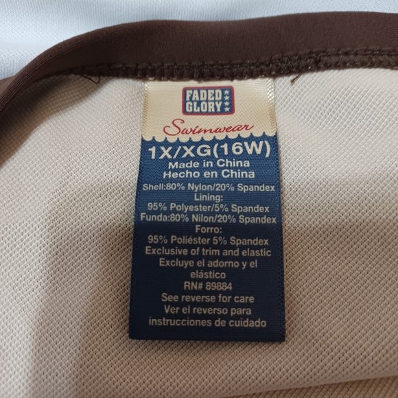 Faded Glory 1x Halter Tankini With Matching Bikini Bottom Brown/Tan Fern Pattern - Picture 11 of 11